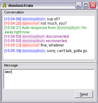 Screenshot of the JaimBuddy conversation window